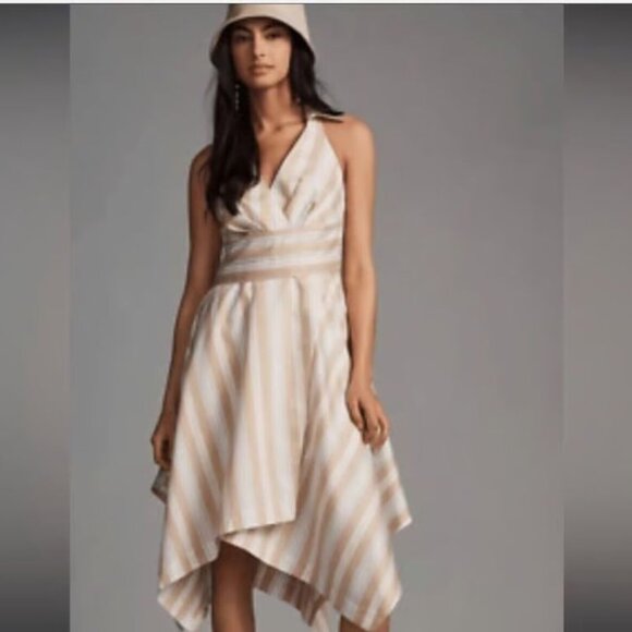 Anthropologie Maeve Asymmetrical Wrap Shirt Dress Size 0 - Picture 2 of 5